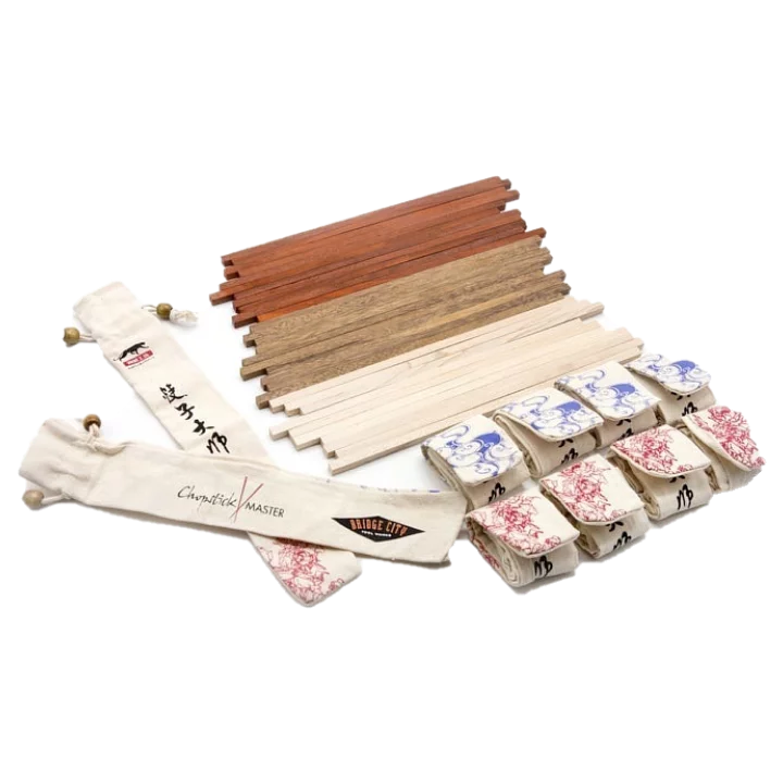 Chopstick Blank Kit (20 Blank Chopsticks + 10 Canvas Sleeves) 筷子製作材料套裝 (木枝/ 20支 + 袋套 /10個）